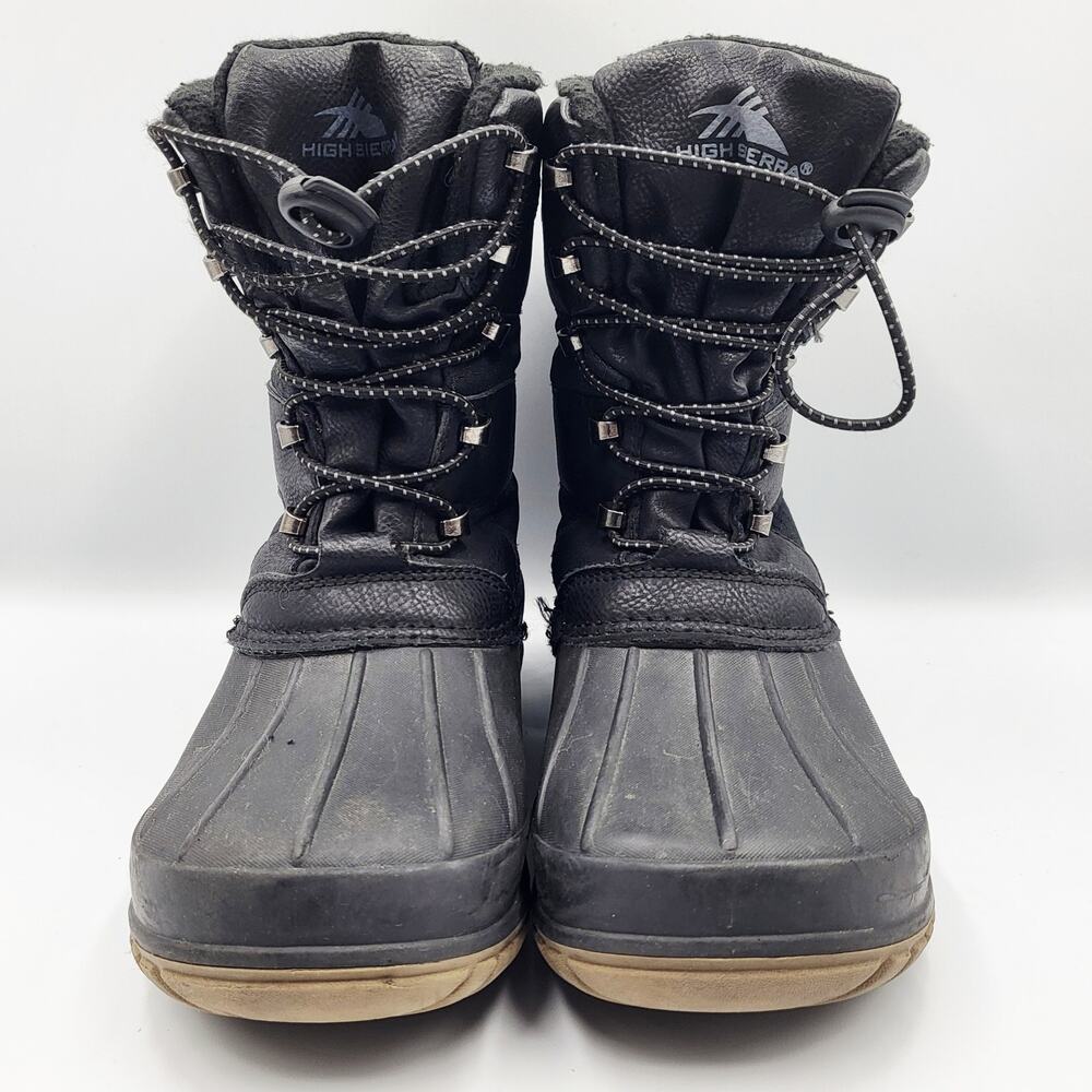High Sierra Blaine Black Boots Toggle Closure Rubber Soles Elastic Laces Boys 13